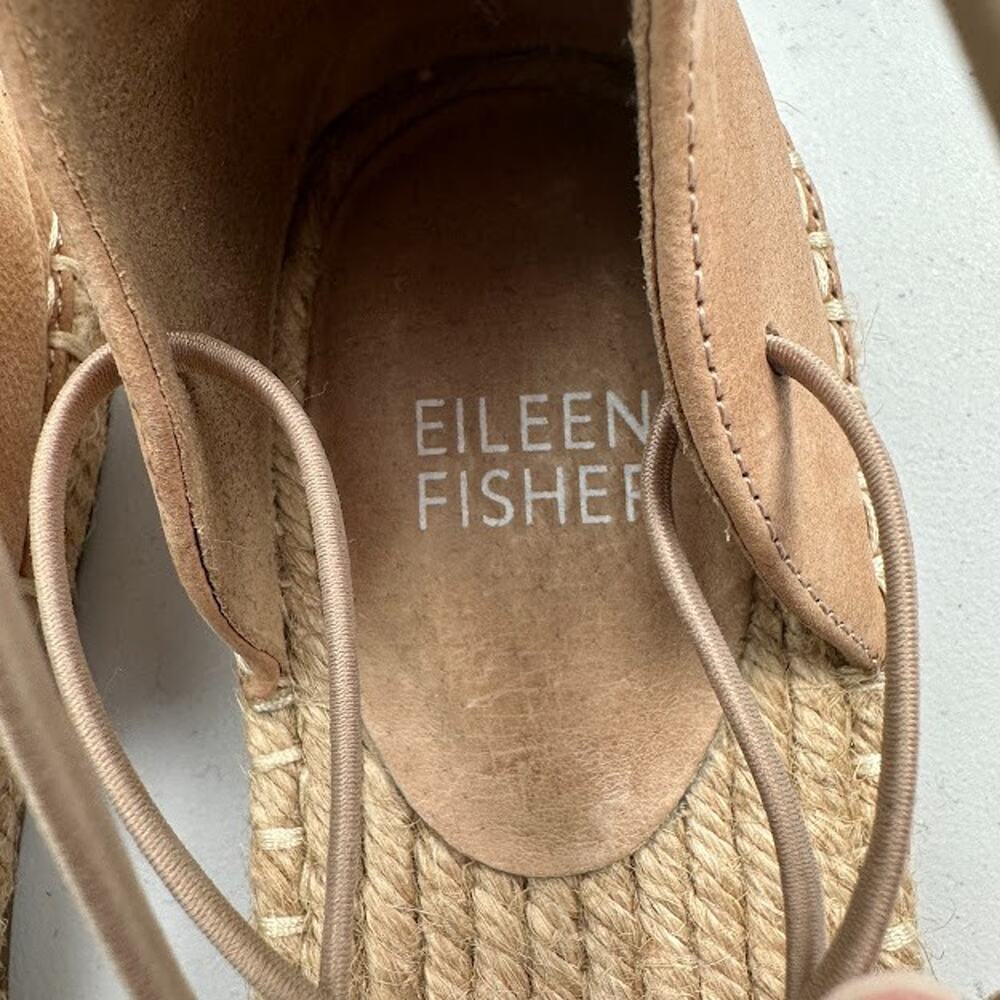 Eileen Fisher Sandals Womens 6.5 Tan Lace Espadrille Resort Quiet Luxury Boho - Picture 12 of 13